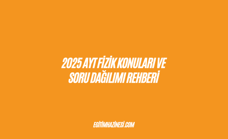 2025 AYT Fizik Konuları ve Soru Dağılımı Rehberi